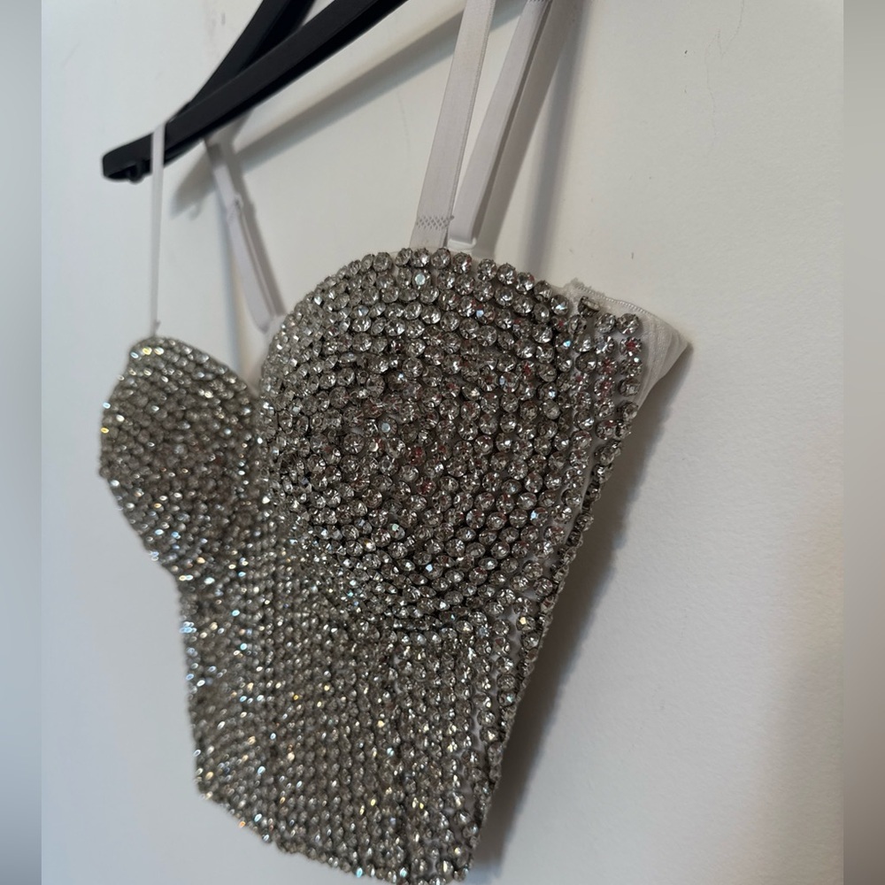 Windsor Silver Sequin Sleeveless Crop Top - Picture 6 of 16